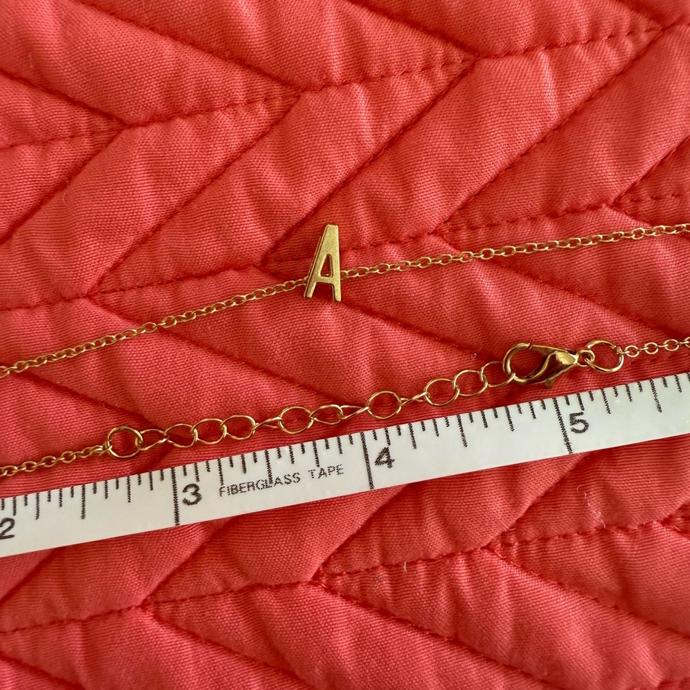Gold Tone Initial A Necklace Dainty Minimalist Personalized Gift 14 inches